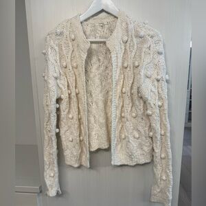 Tularuosa Ivory pom pom cardigan